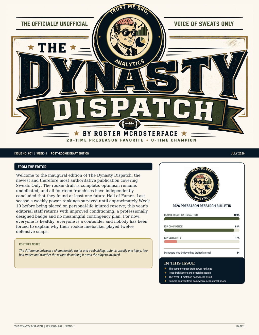 Cover of The Dynasty Dispatch Issue No. 001